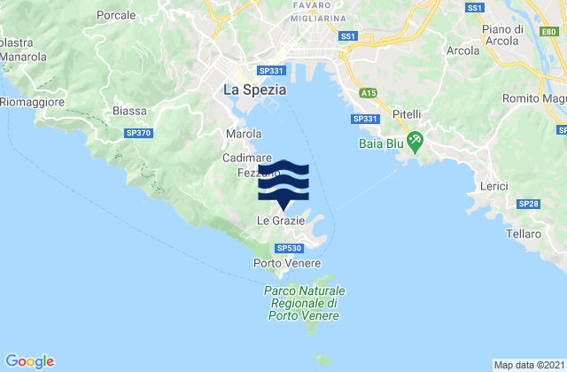 Karte der Gezeiten Le Grazie, Italy