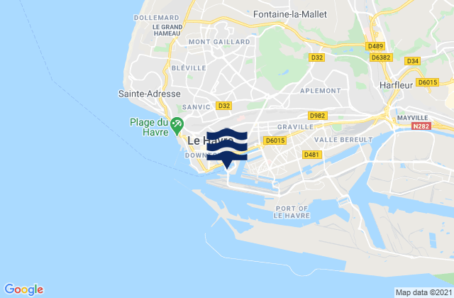 Karte der Gezeiten Le Havre, France