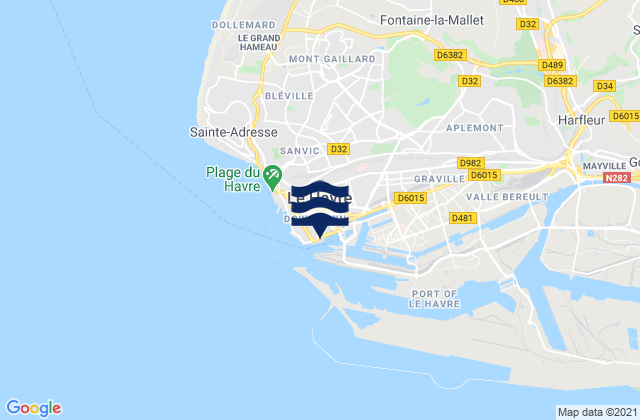 Karte der Gezeiten Le Havre, France
