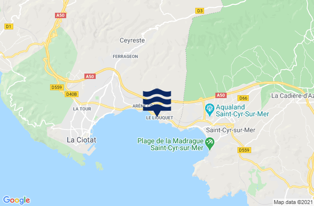 Karte der Gezeiten Le Liouquet, France