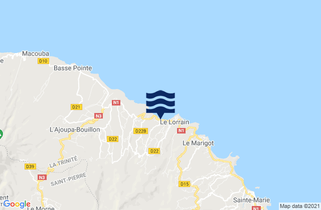 Karte der Gezeiten Le Lorrain, Martinique