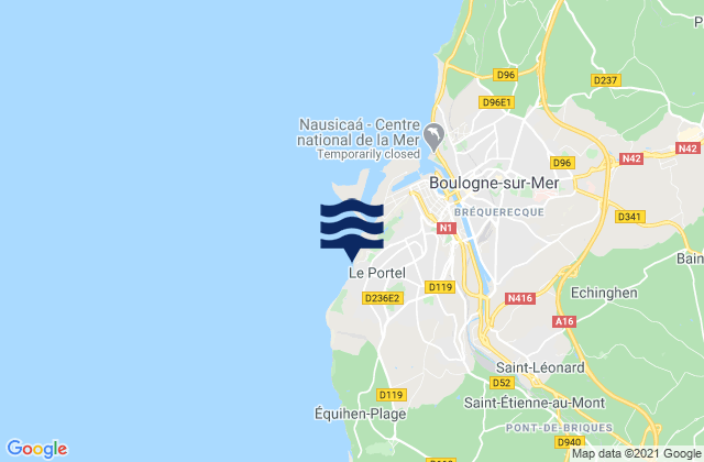 Karte der Gezeiten Le Portel, France