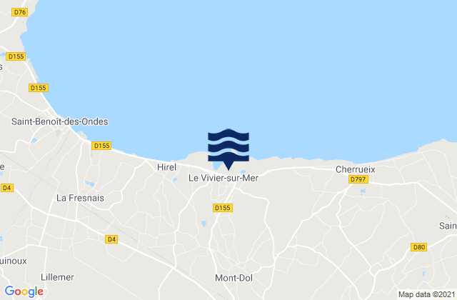 Karte der Gezeiten Le Vivier-sur-Mer, France