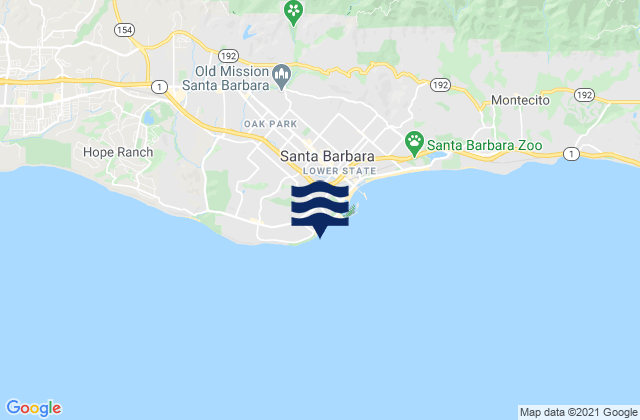 Karte der Gezeiten Leadbetter Beach, United States