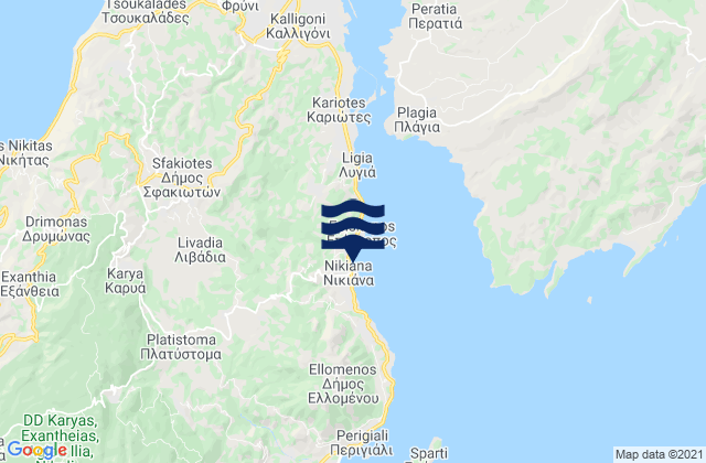 Karte der Gezeiten Lefkada, Greece