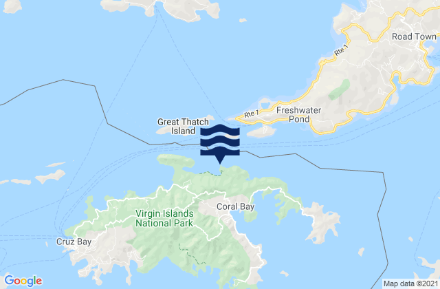 Karte der Gezeiten Leinster Point Leinster Bay St. Johns, U.S. Virgin Islands