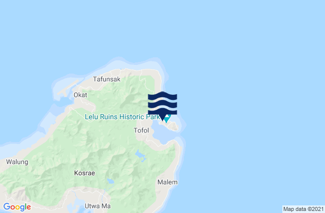Karte der Gezeiten Lelu, Micronesia