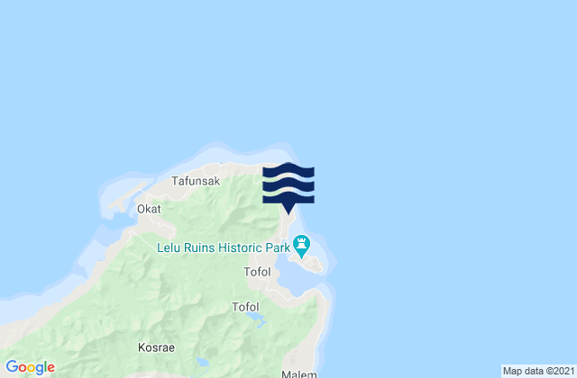 Karte der Gezeiten Lelu Municipality, Micronesia