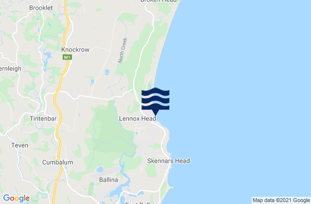 Karte der Gezeiten Lennox Head, Australia