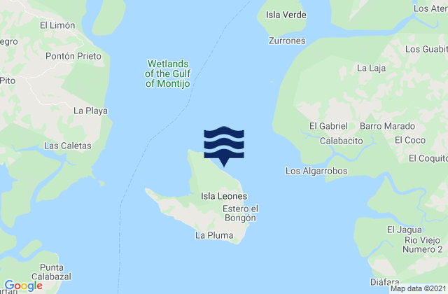 Karte der Gezeiten Leones Arriba, Panama