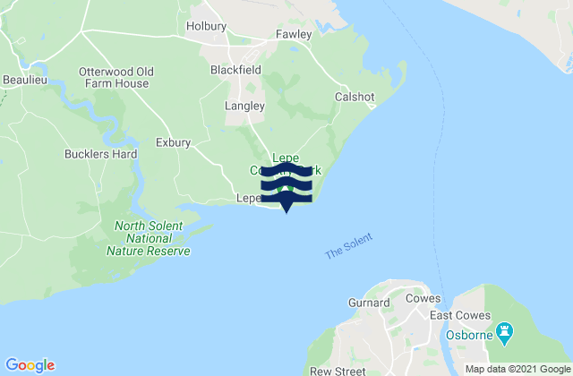 Karte der Gezeiten Lepe Beach, United Kingdom