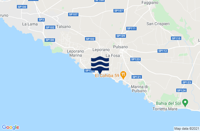Karte der Gezeiten Leporano, Italy