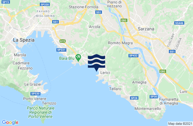 Karte der Gezeiten Lerici, Italy