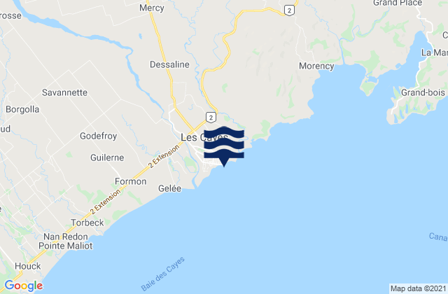 Karte der Gezeiten Les Cayes, Haiti