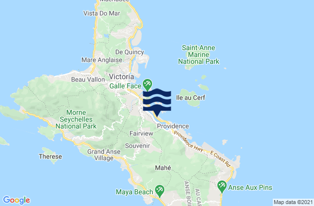 Karte der Gezeiten Les Mamelles, Seychelles