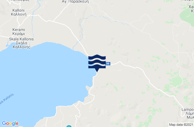 Karte der Gezeiten Lesbos, Greece