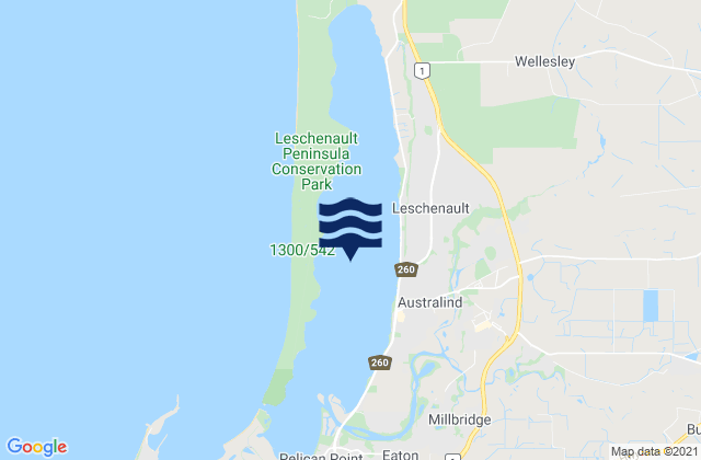 Karte der Gezeiten Leschenault Estuary, Australia