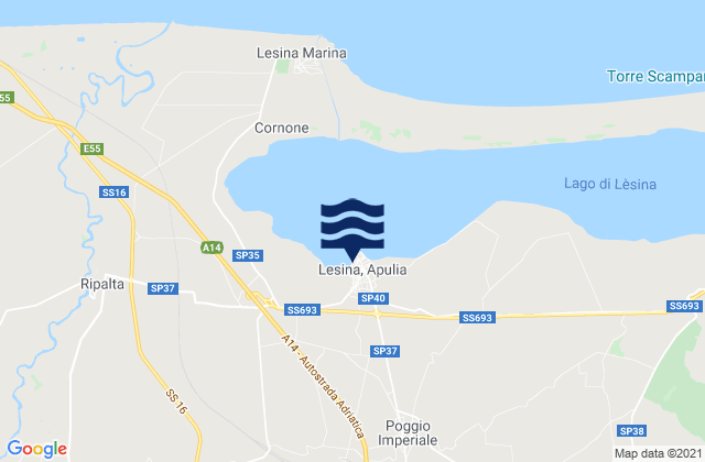 Karte der Gezeiten Lesina, Italy