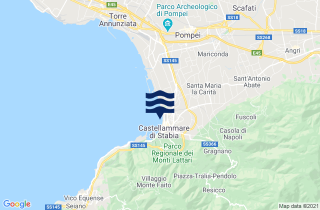 Karte der Gezeiten Lettere, Italy