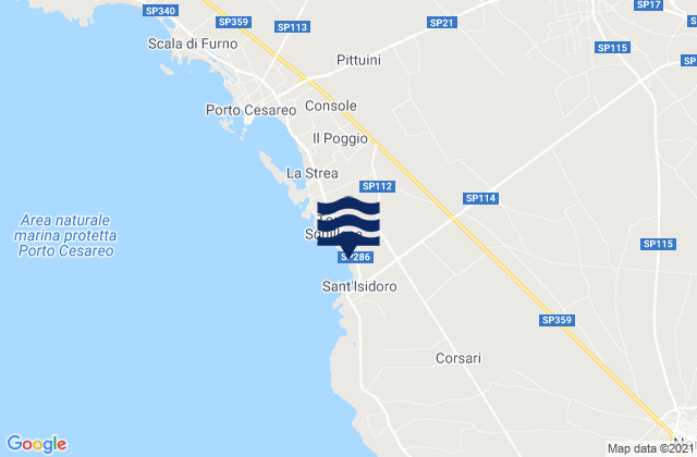 Karte der Gezeiten Leverano, Italy