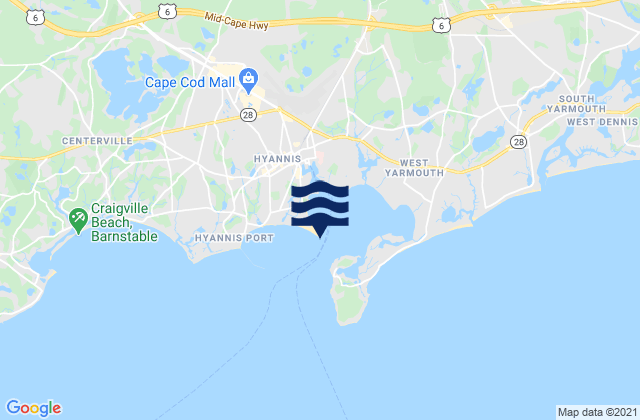 Karte der Gezeiten Lewis Bay entrance channel, United States