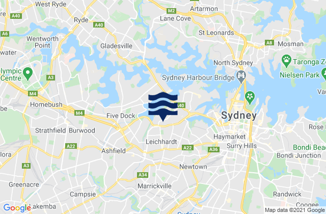 Karte der Gezeiten Lewisham, Australia
