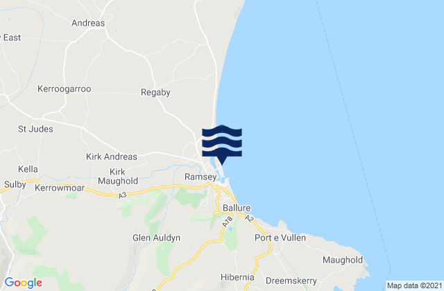 Karte der Gezeiten Lezayre, Isle of Man