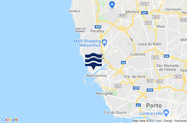 Karte der Gezeiten Leça da Palmeira, Portugal