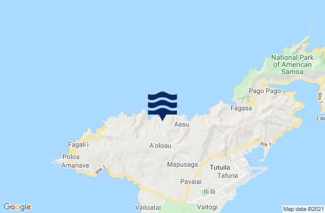 Karte der Gezeiten Leāsina County, American Samoa