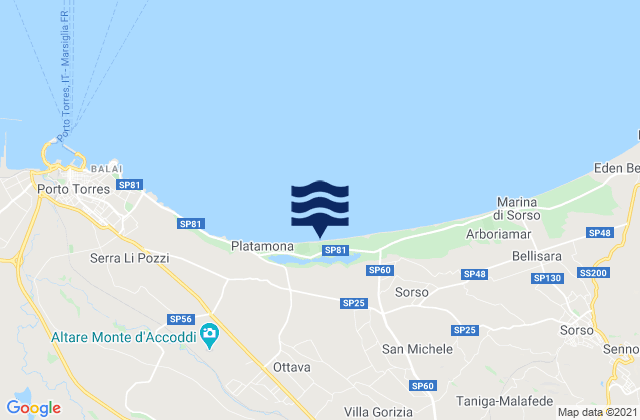 Karte der Gezeiten Li Punti-San Giovanni, Italy