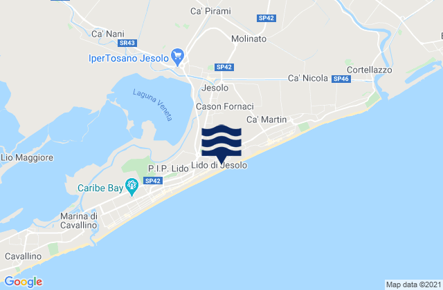 Karte der Gezeiten Lido di Jesolo, Italy