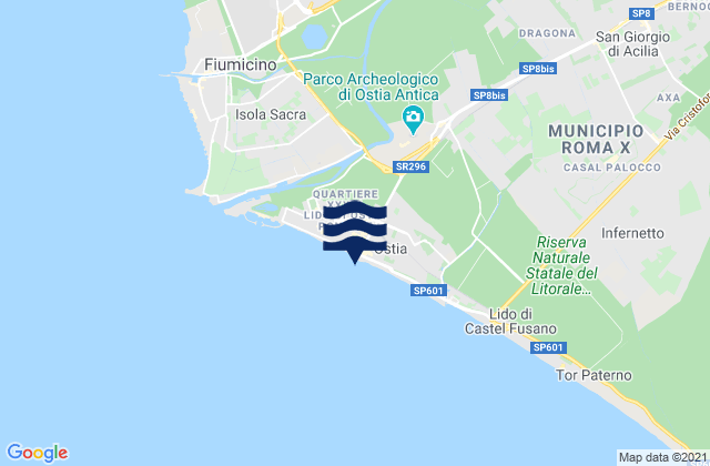 Karte der Gezeiten Lido di Ostia, Italy