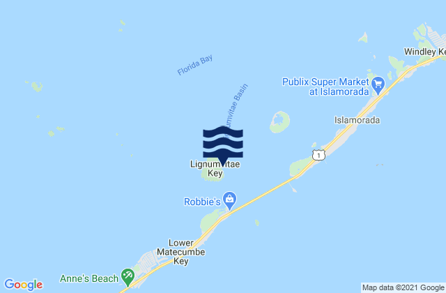 Karte der Gezeiten Lignumvitae Key (NE Side Florida Bay), United States