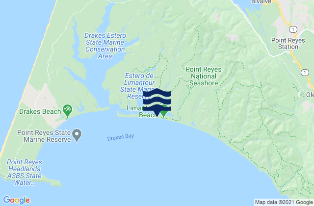Karte der Gezeiten Limantour Beach, United States