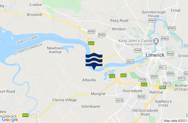 Karte der Gezeiten Limerick Harbour, Ireland