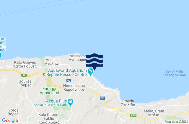 Karte der Gezeiten Limín Khersonísou, Greece