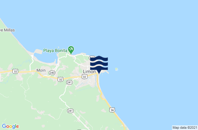 Karte der Gezeiten Limón, Costa Rica