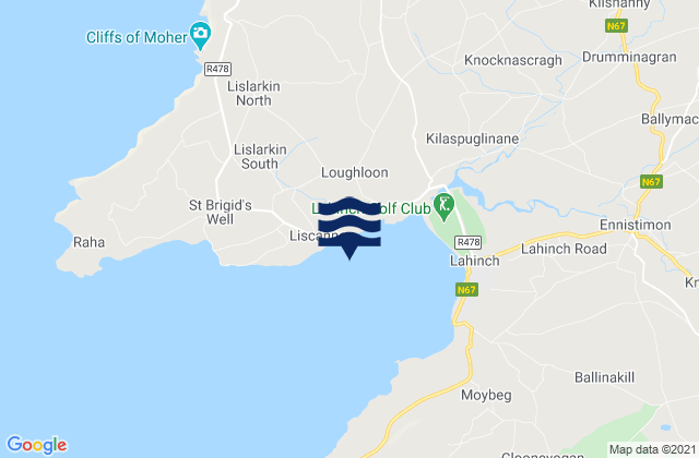 Karte der Gezeiten Liscannor, Ireland