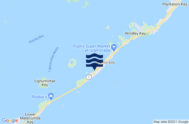 Karte der Gezeiten Little Basin (Upper Matecumbe Key Florida Bay), United States