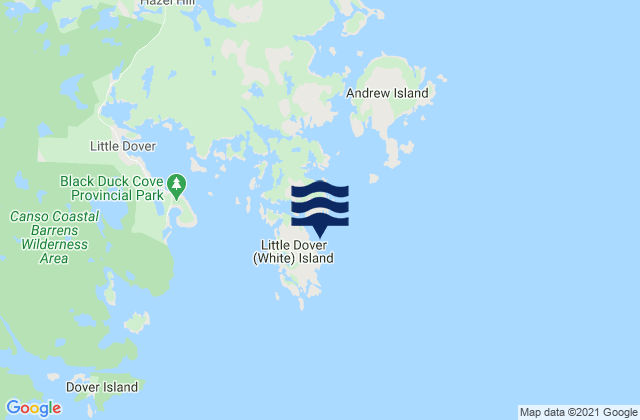 Karte der Gezeiten Little Dover (White) Island, Canada
