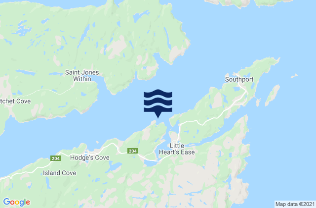 Karte der Gezeiten Little Heart's Ease Harbour, Canada