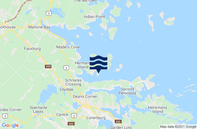 Karte der Gezeiten Little Herman Island, Canada