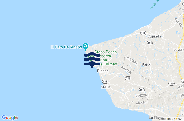 Karte der Gezeiten Little Malibu (Rincon), Puerto Rico