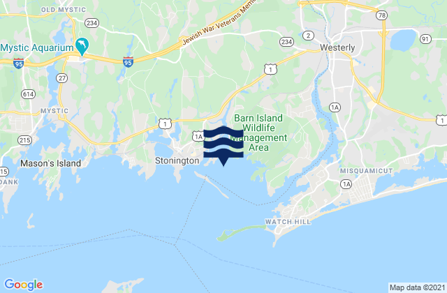 Karte der Gezeiten Little Narragansett Bay entrance, United States