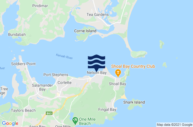 Karte der Gezeiten Little Nelson Bay, Australia