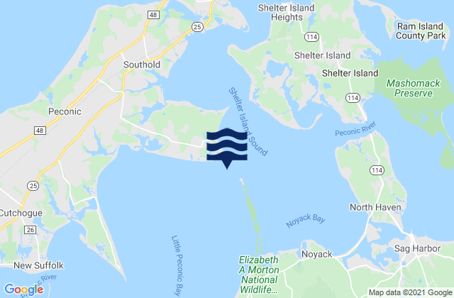 Karte der Gezeiten Little Peconic Bay entrance, United States