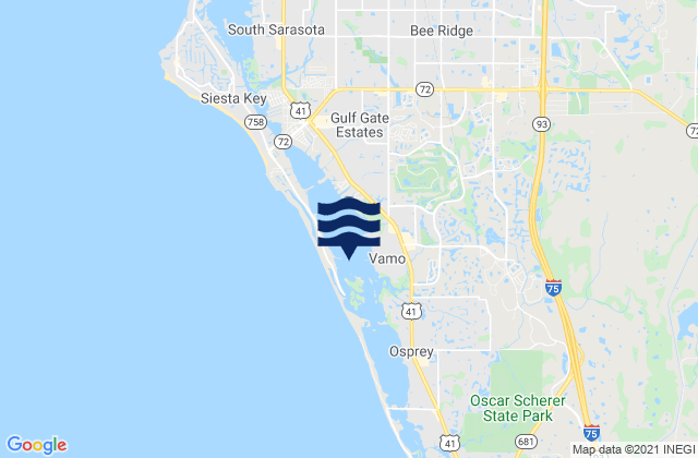 Karte der Gezeiten Little Sarasota Bay, United States