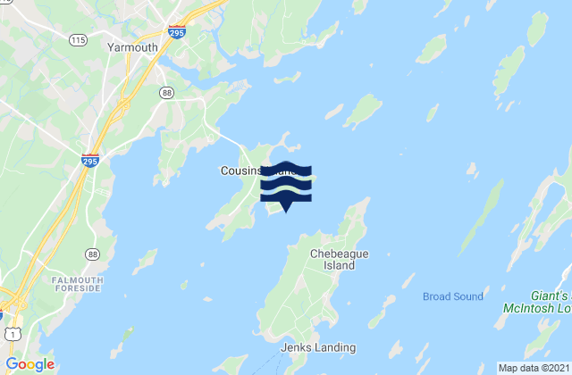 Karte der Gezeiten Littlejohn Island South of Town Ledge, United States