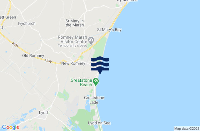 Karte der Gezeiten Littlestone Beach, United Kingdom