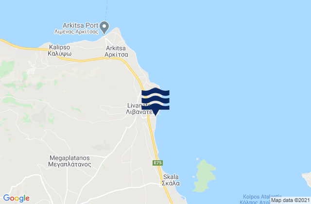 Karte der Gezeiten Livanátes, Greece